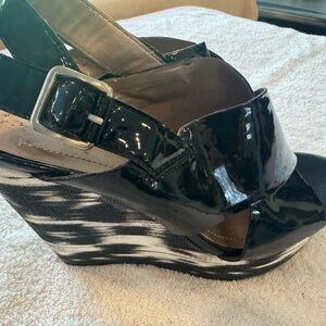 Black Wedge Sandals